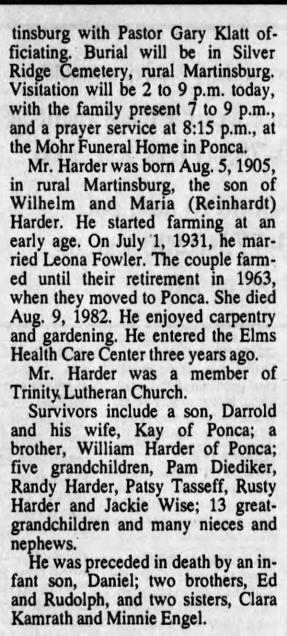 Obituary for Harder